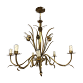 Golden chandelier of the 70s joncs decorations