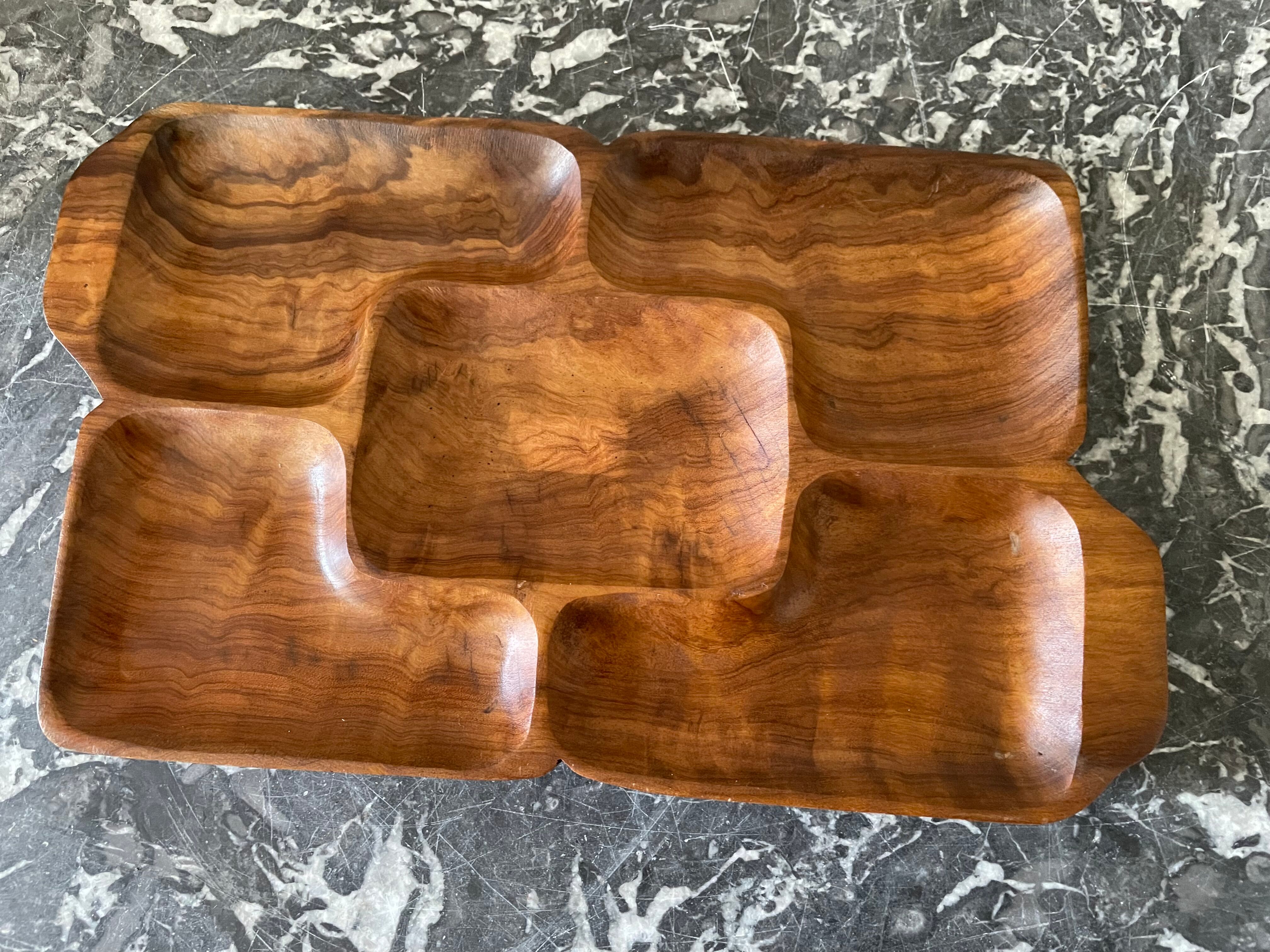 Wooden compartmentalized dish