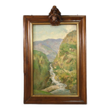 Painting Italian signed landscape from the 50s
