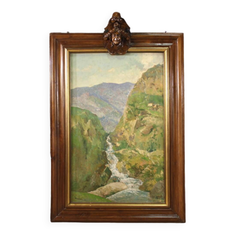 Painting Italian signed landscape from the 50s