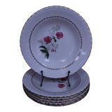 6 deep plates in earthenware l'Amandinoise with floral decoration.
