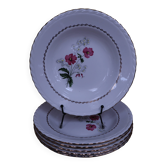 6 assiettes creuses faïence l'Amandinoise Fleurettes décors floral