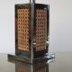 Lamp in chrome metal and 70's caning