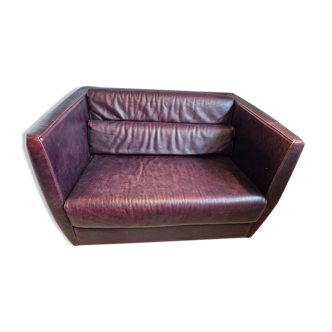 2-seater leather sofa, Roche Bobois 1970s