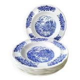 6 Pyroplan porcelain soup plates