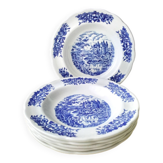 6 Assiettes creuses porcelaine pyroplan