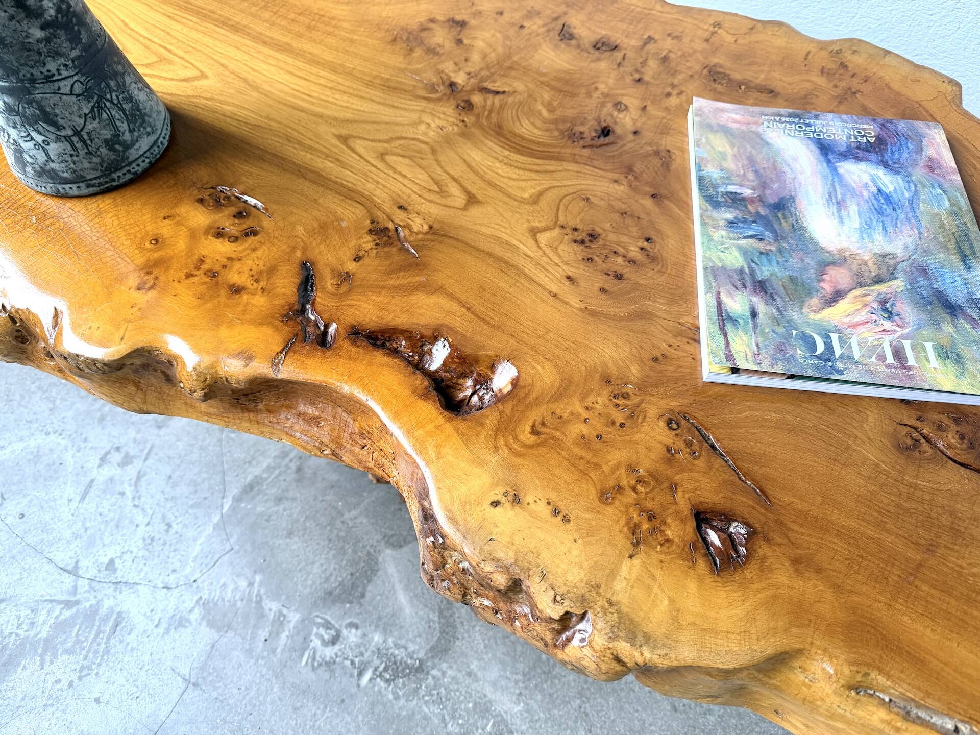 "Free-form" coffee table in solid elm.