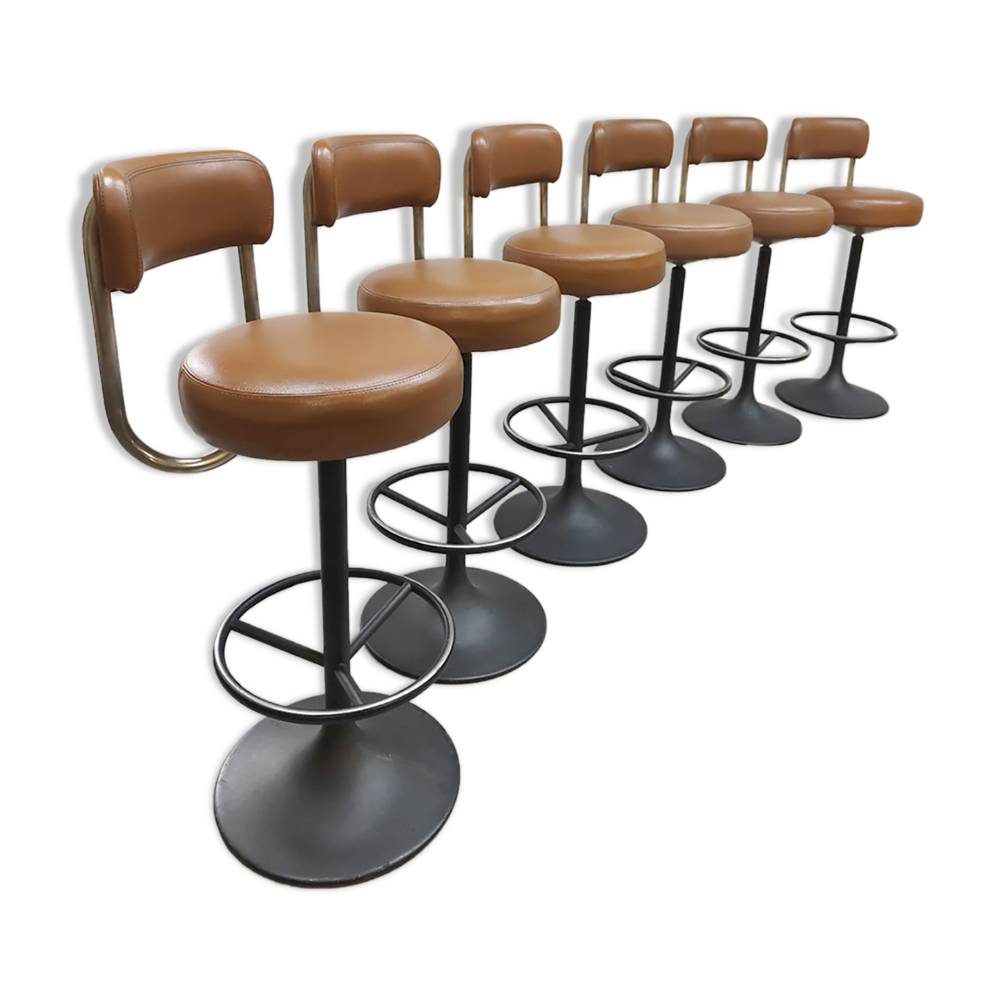 Midcentury swedish brass bar stools Borje Johanson