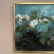 Original Swedish Oil on Canvas – “White Flowers” by M. Jakobsson – Signed – Vintage & Framed – 46 × 44 cm (18.1" × 17.3")