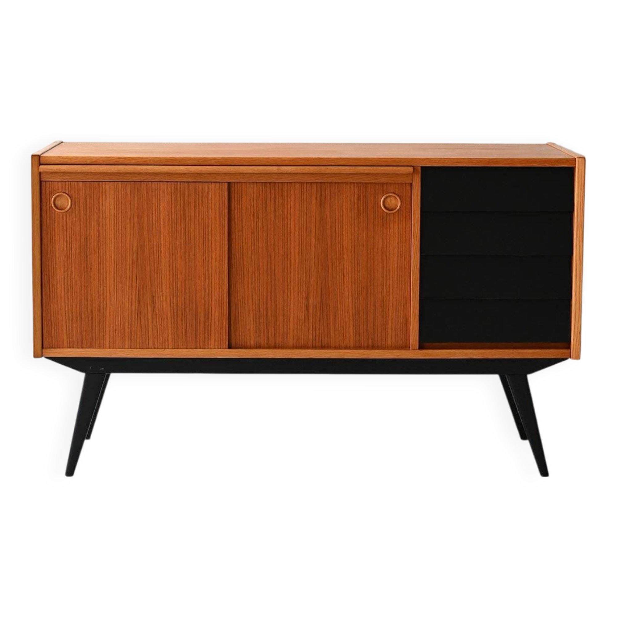 Scandinavian Teak Sideboard with Black Details