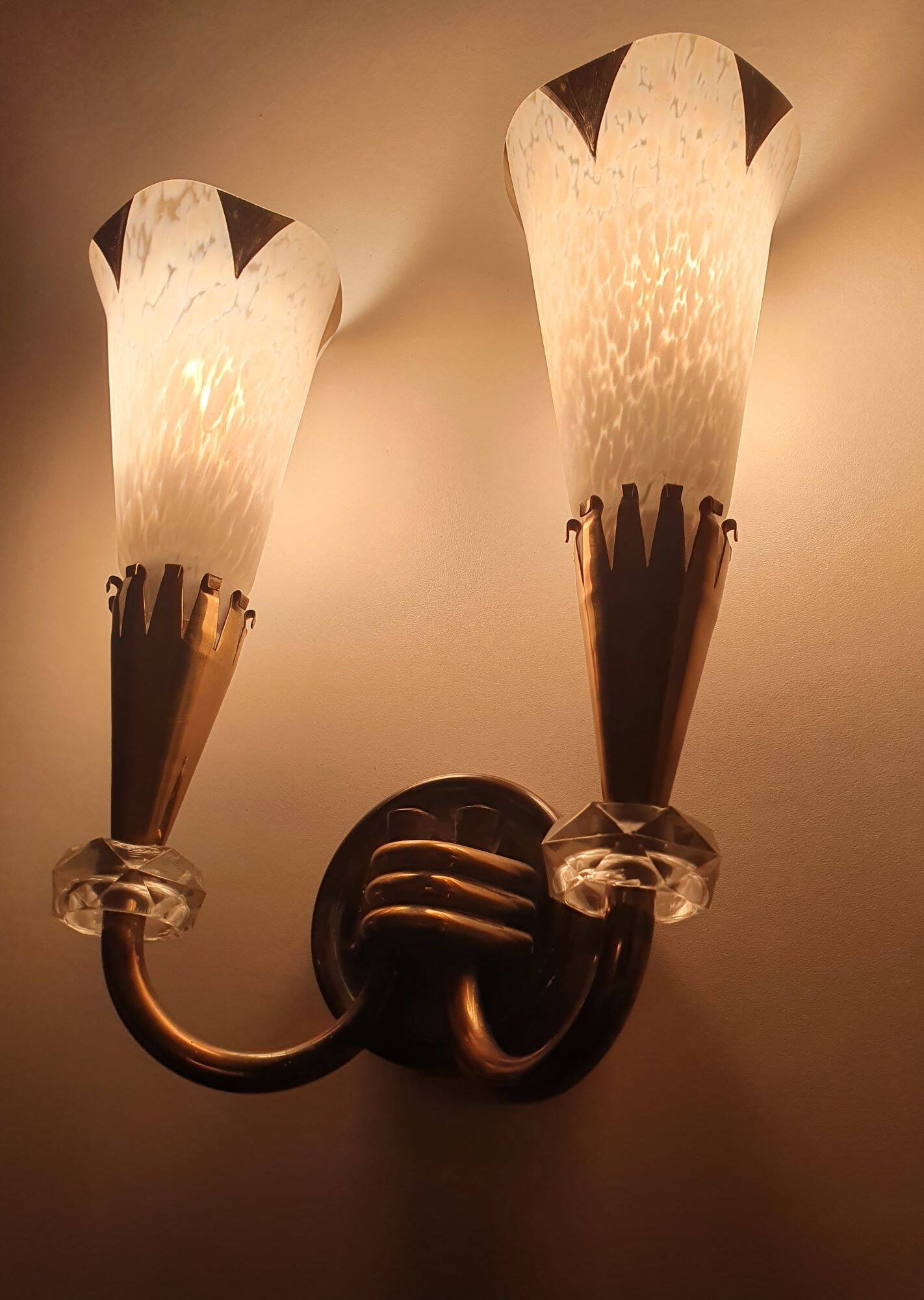 Pair of wall lights from Maison Lunel (Royal Production) Arum model from the 50s