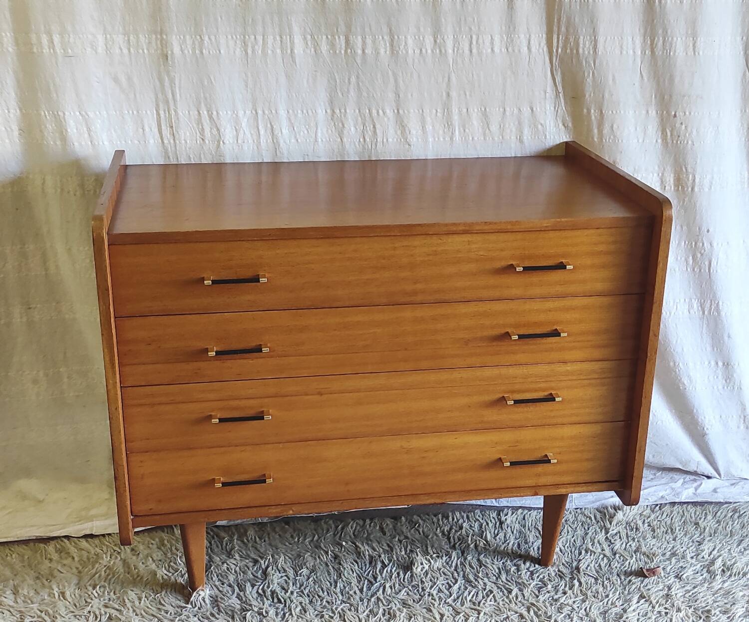 Modernist chest of drawers with 4 drawers in wood - 1950s/60s