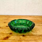Emerald green glass ashtray