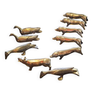 10 porte-couteaux animaux en métal