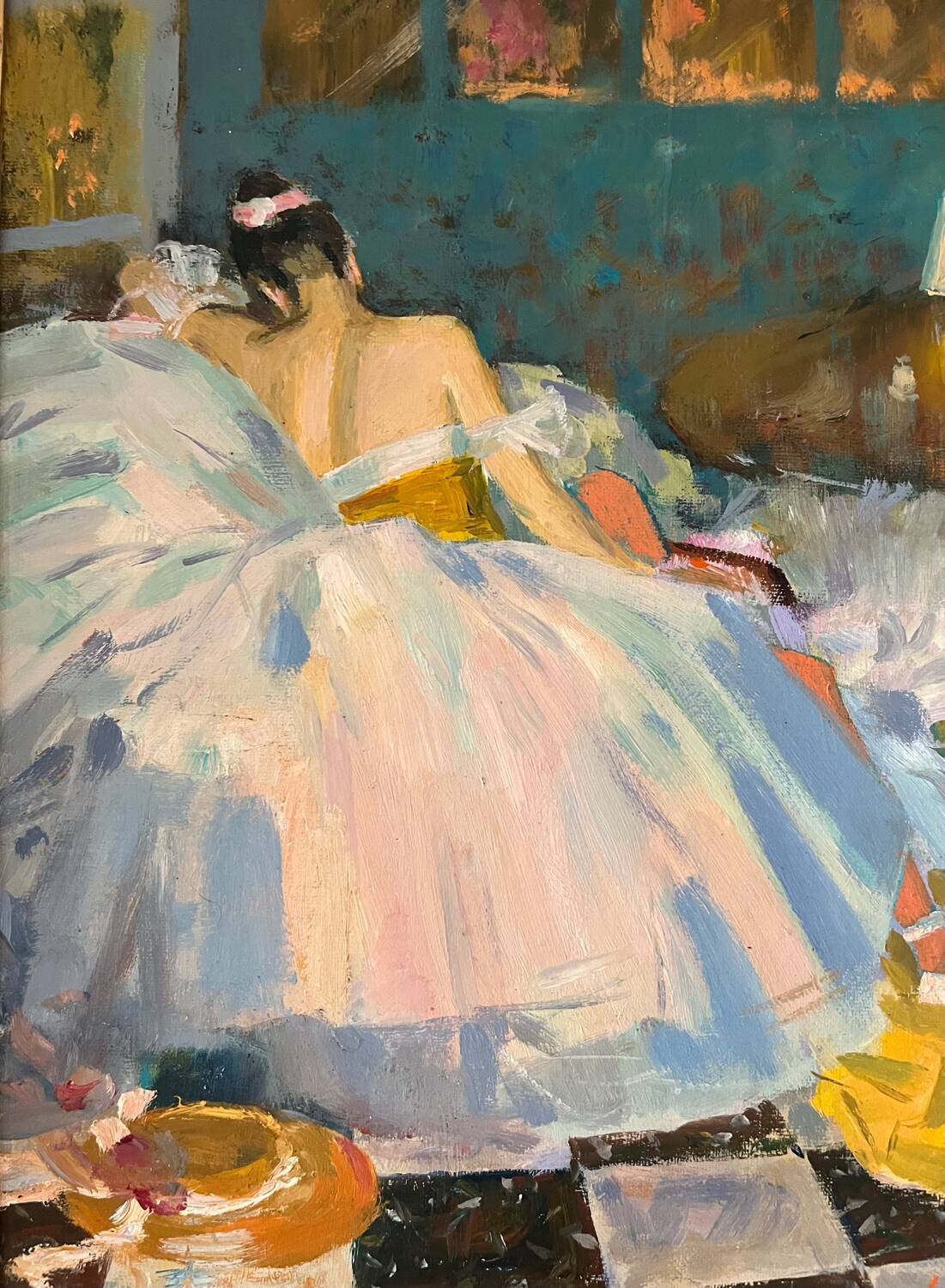 Le repos, huile sur toile marouflée sur carton signée Dassimov