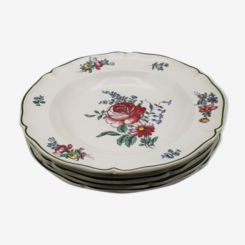 Series of 5 hollow plates Villeroy and Boch décor Mettlach flowers