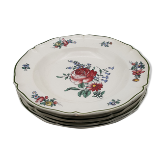 Series of 5 hollow plates Villeroy and Boch décor Mettlach flowers