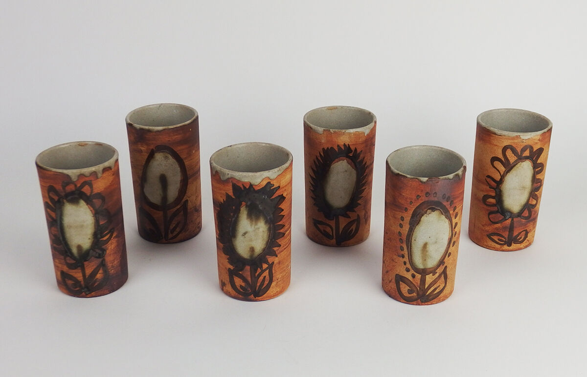 Set of six ceramic cups by "The Dove"