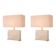 Pair of travertine and patinated brass table lamps, perfect for contemporary interiors.