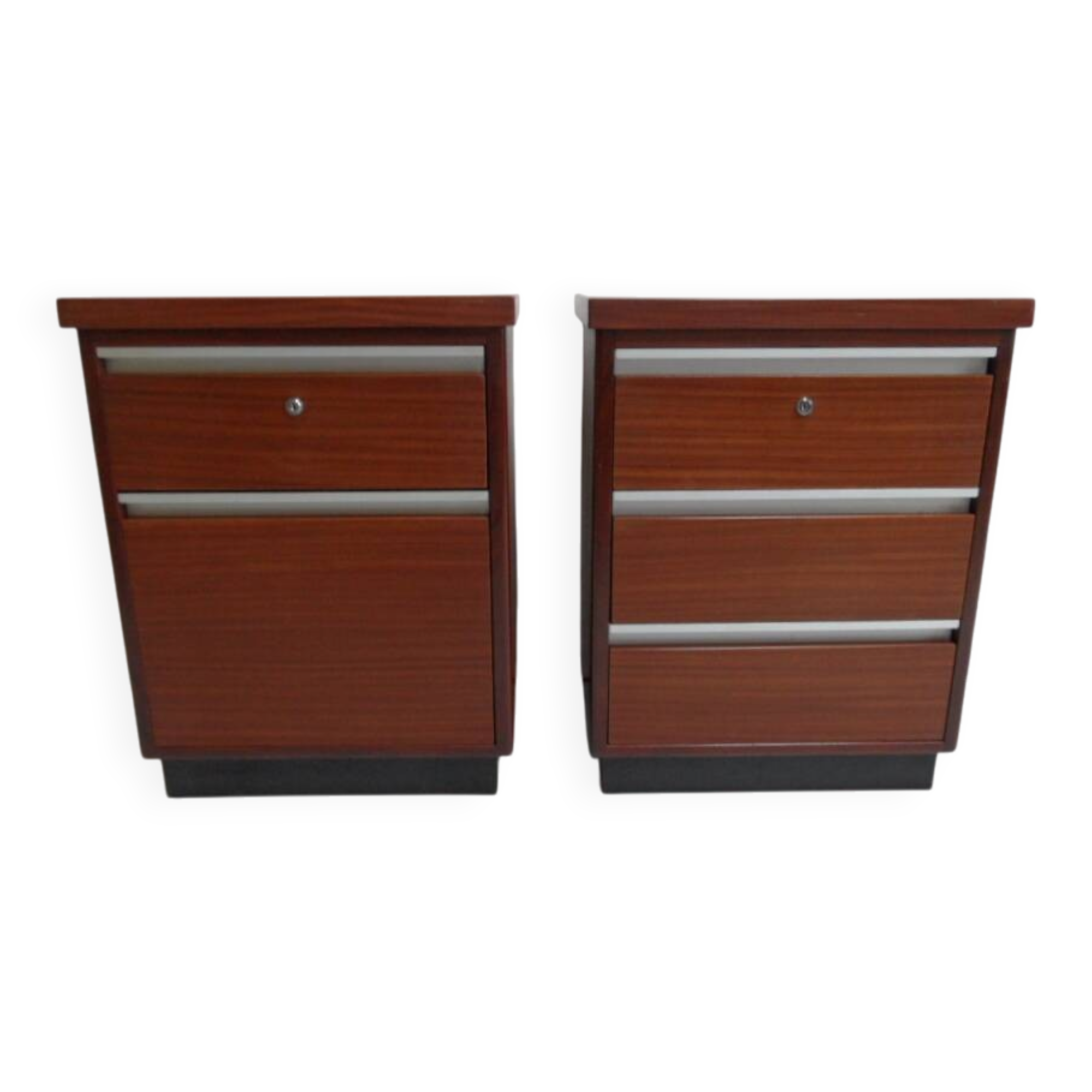 Mid century set of 2 mahogany filing cabinets