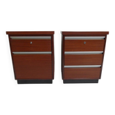Mid century set of 2 mahogany filing cabinets