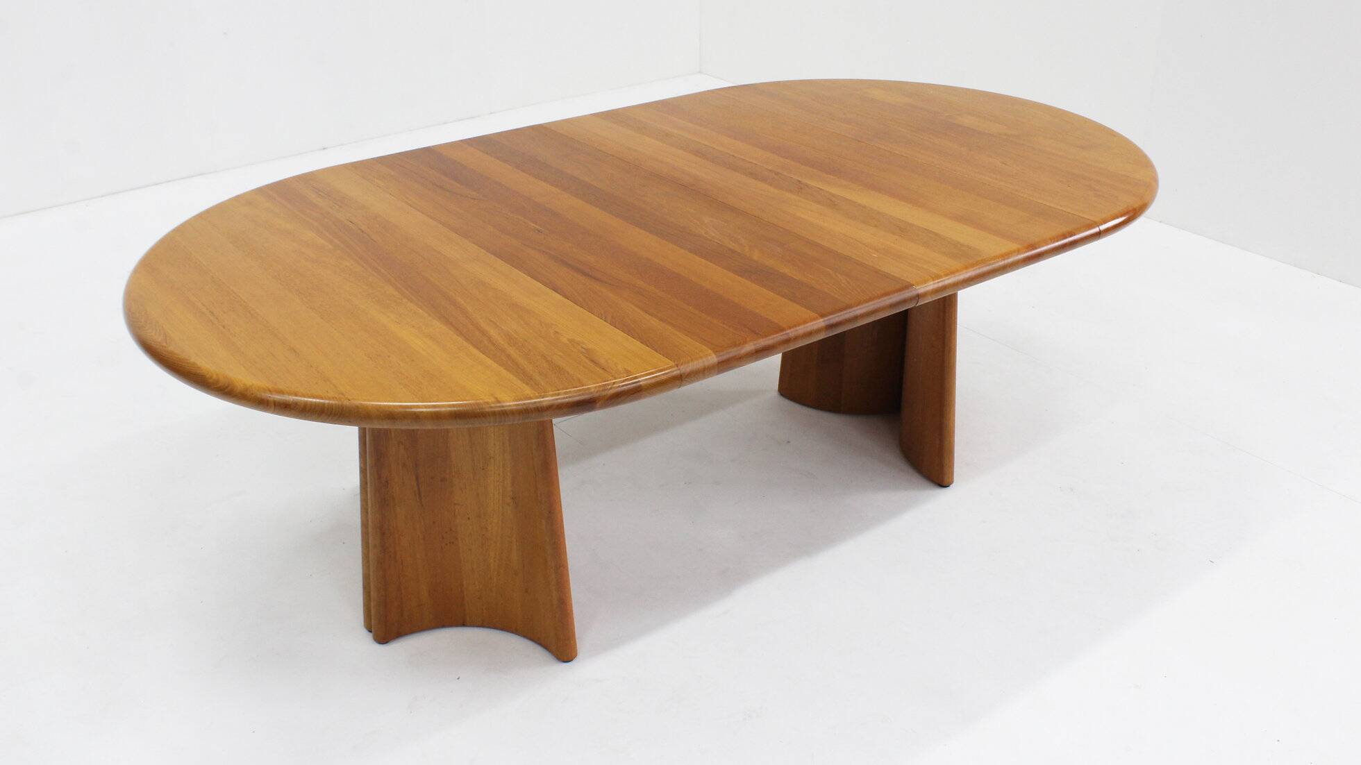 Vintage Danish round extendable dining table solid teak 1960s