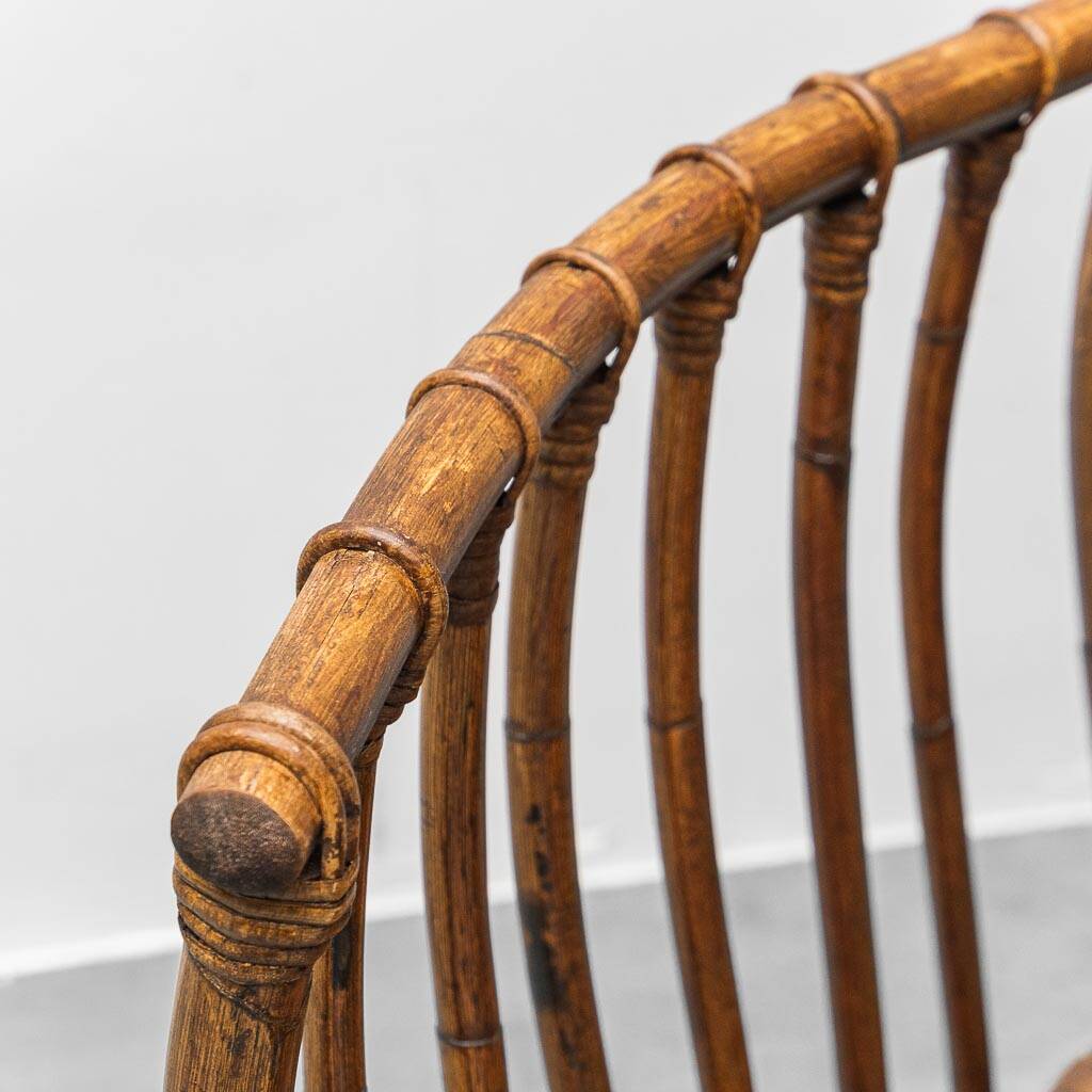 Pair of wooden and faux leather chairs by Alberto Smania, 1970s vintage modernism