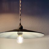 Duo of hanging lamp bistro sheet enamelled sheet metal