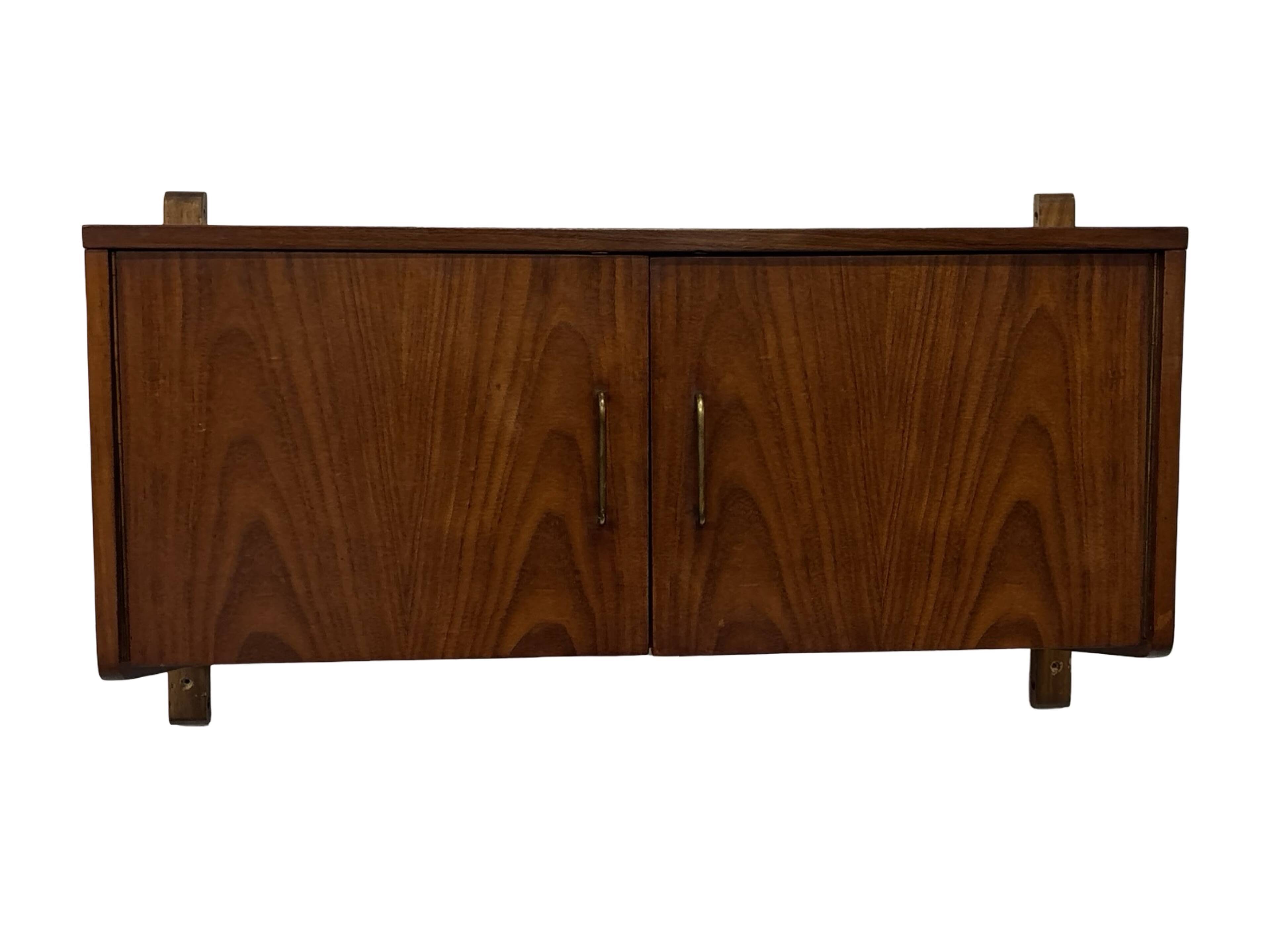 Vintage wall cabinet compact wall system 1960s teak veneer