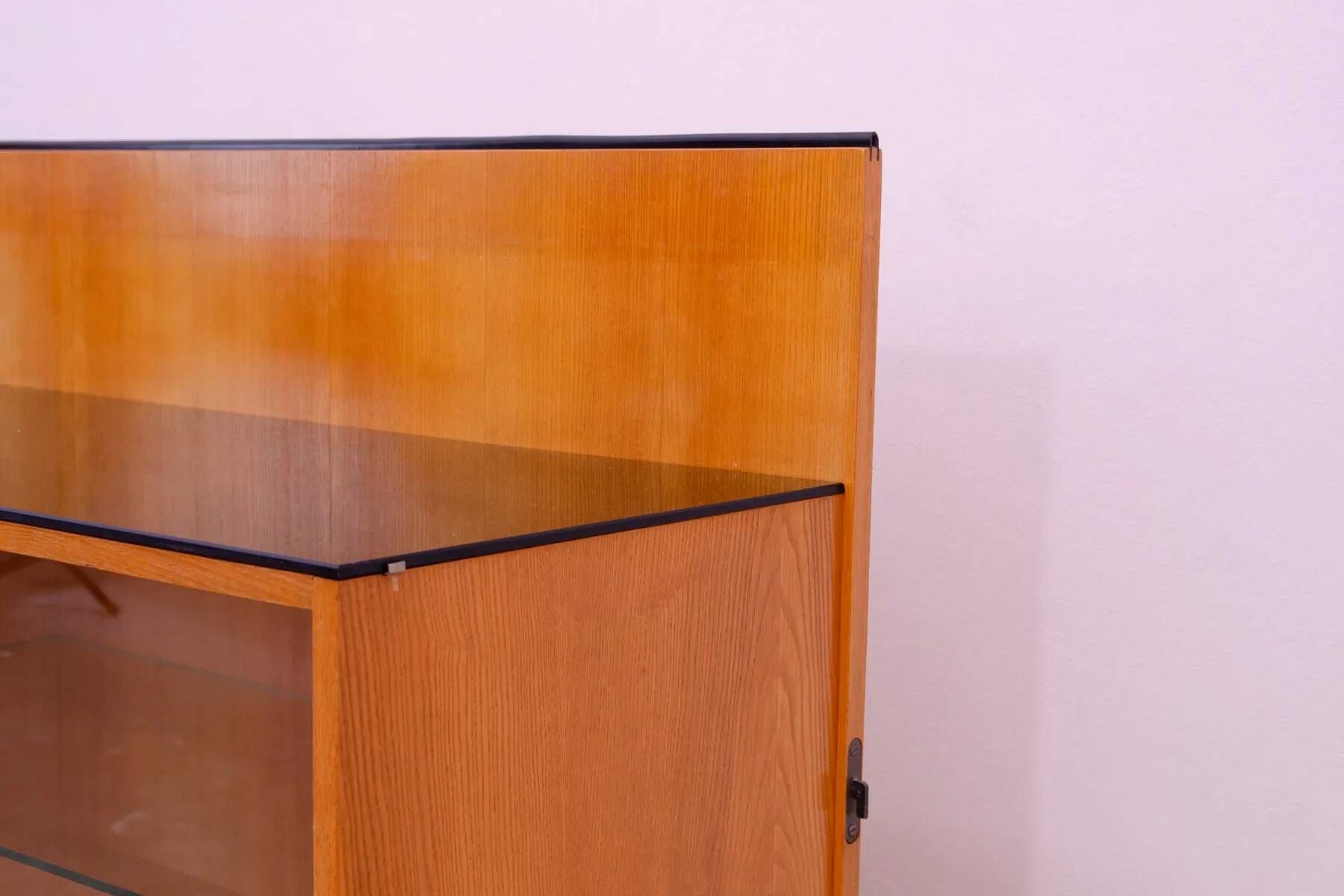 Mid-century glazed cabinet bookcase by Mojmír Požár
