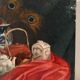 Still life with teapot and peacock feathers, oil on canvas signed