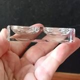 7 antique double salt shakers in clear glass france