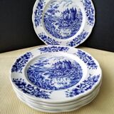 6 Assiettes plates porcelaine Pyroplan