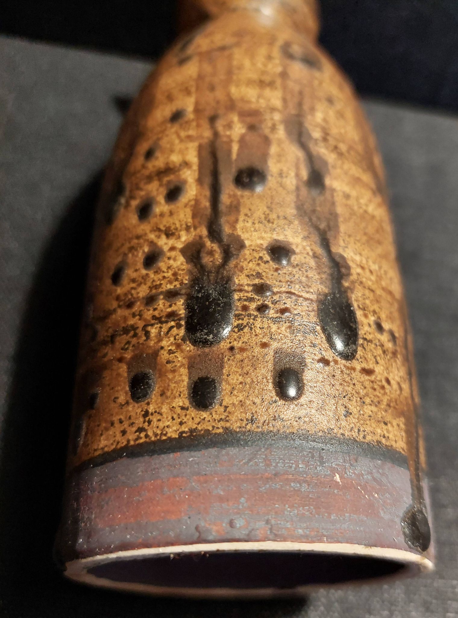 Vase en grès pyrité non signé céramique XXème