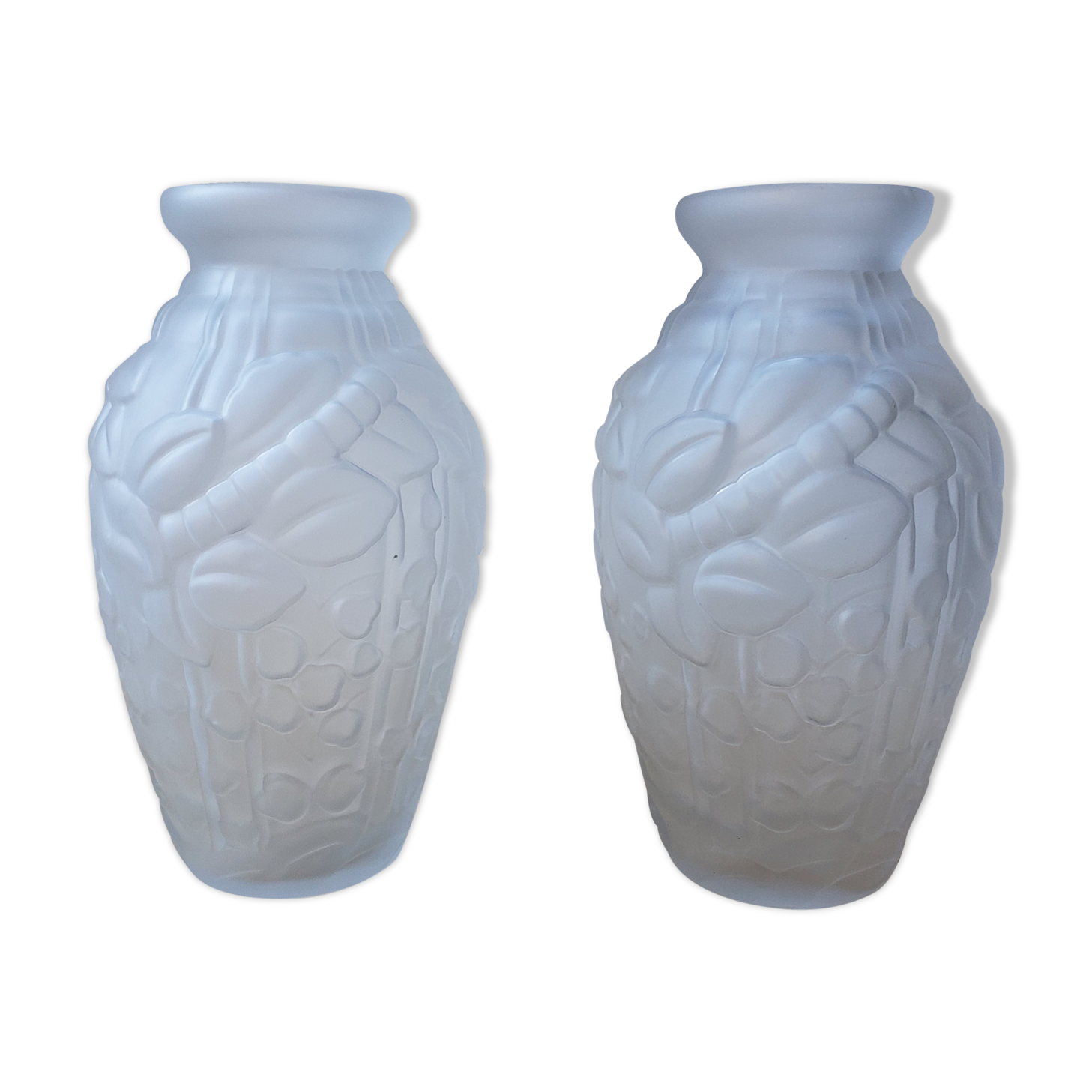 2 Art Deco vases in frosted glass