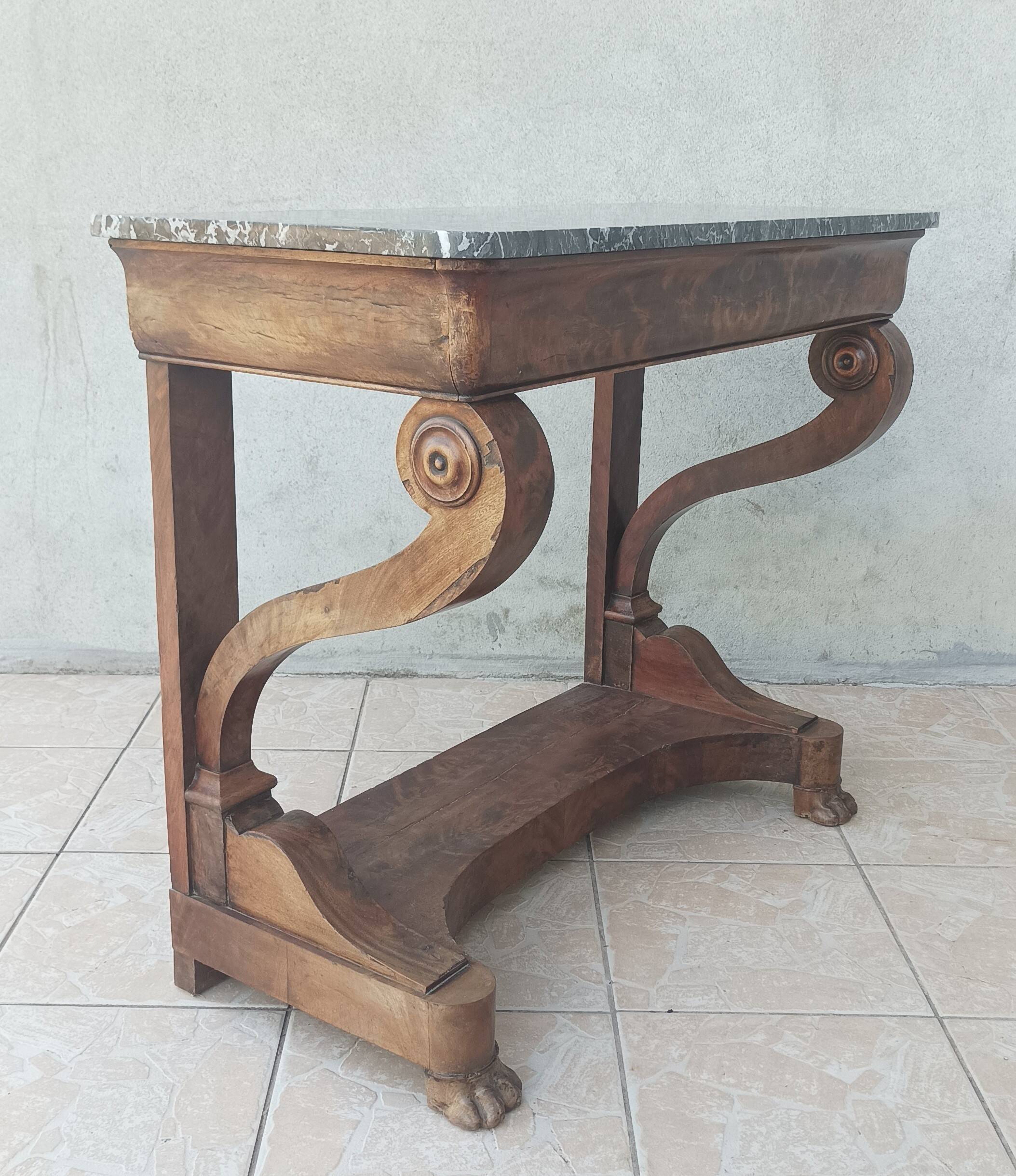 Restoration period mahogany console table