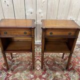 Paire de tables de chevet en merisier style Louis XVI