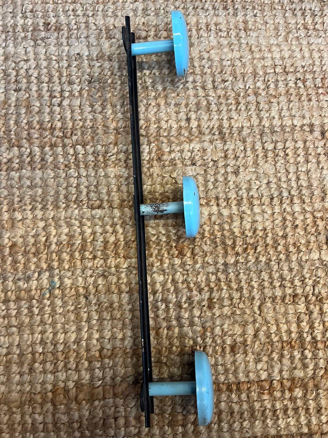 Vintage metal coat rack with 3 hooks
