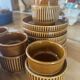 Service espresso italien vintage Tognana – grès émaillé marron