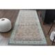 Vintage Turkish Oushak Handmade Wool Cotton Brown Runner Rug 118x309