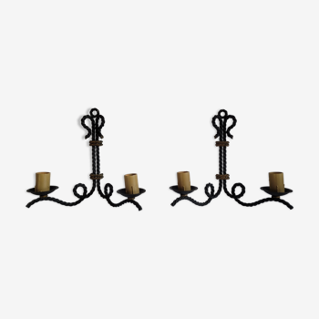 Vintage wrought iron wall lamps