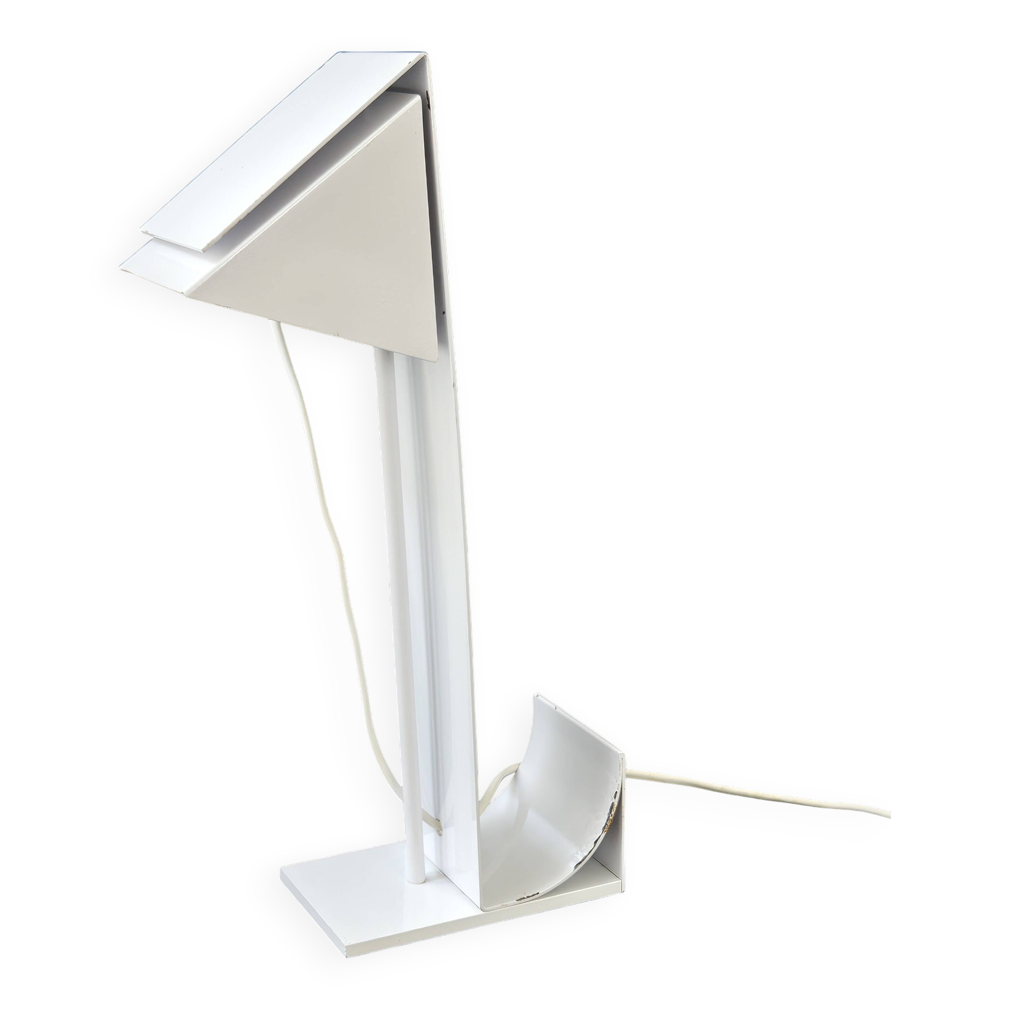 Vintage 1980s lamp in white lacquered metal