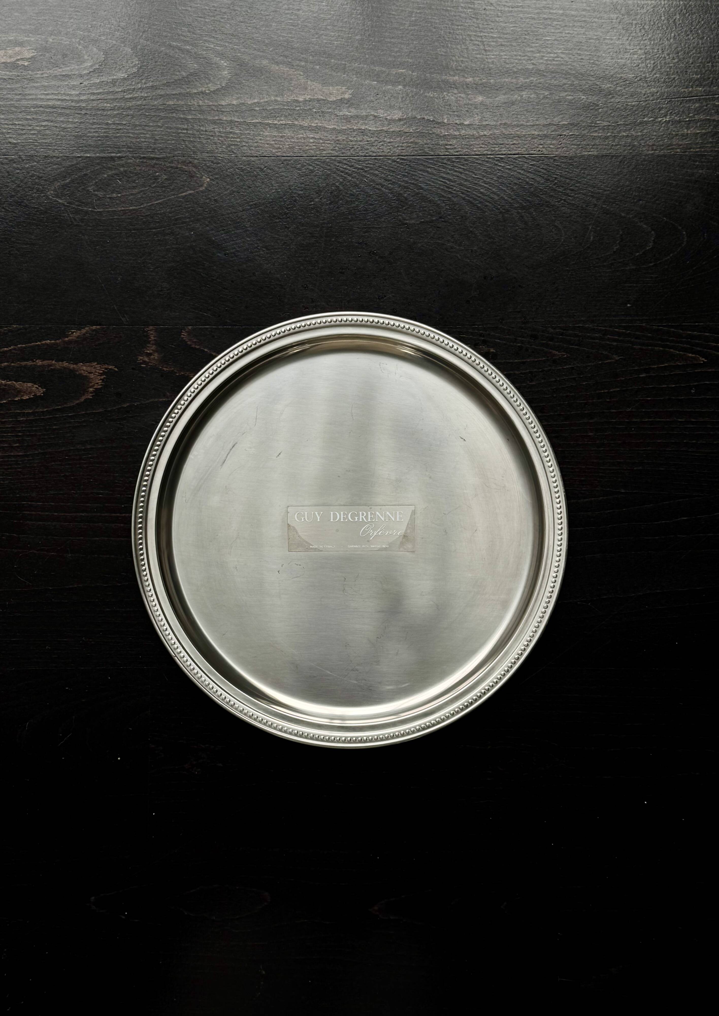 Vintage round service tray silver-plated Guy Degrenne
