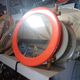 Vintage orange round mirror SYLA – Pop Art / Space Age 70s – Ø 46 cm
