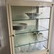 Vintage Parisian cabinet, metal display cabinet, small painted display cabinet