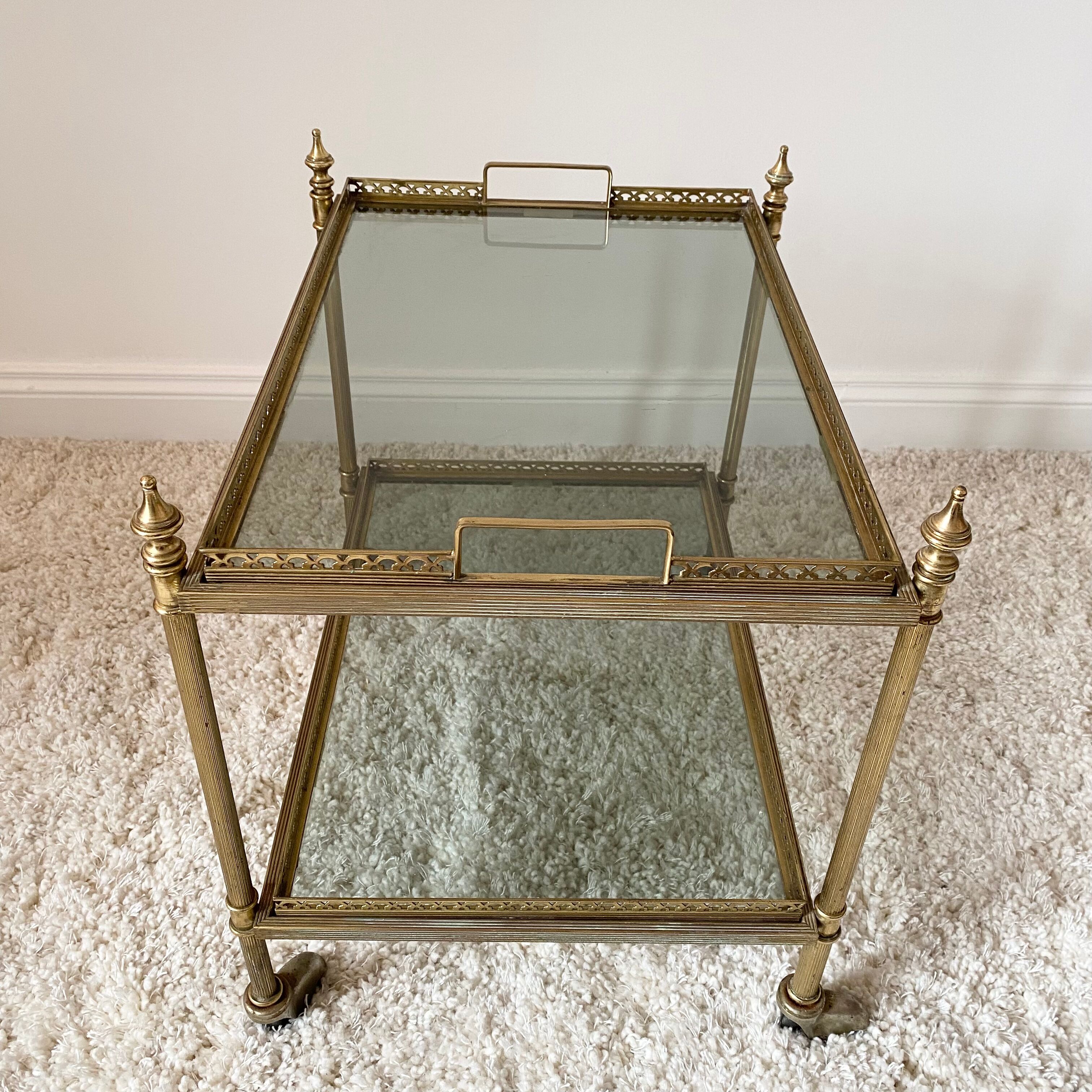 Brass and smoked glass dessert 60s