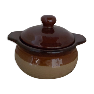 Enamelled sandstone sugar bowl