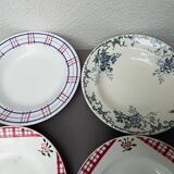 Set of six mismatched soup plates