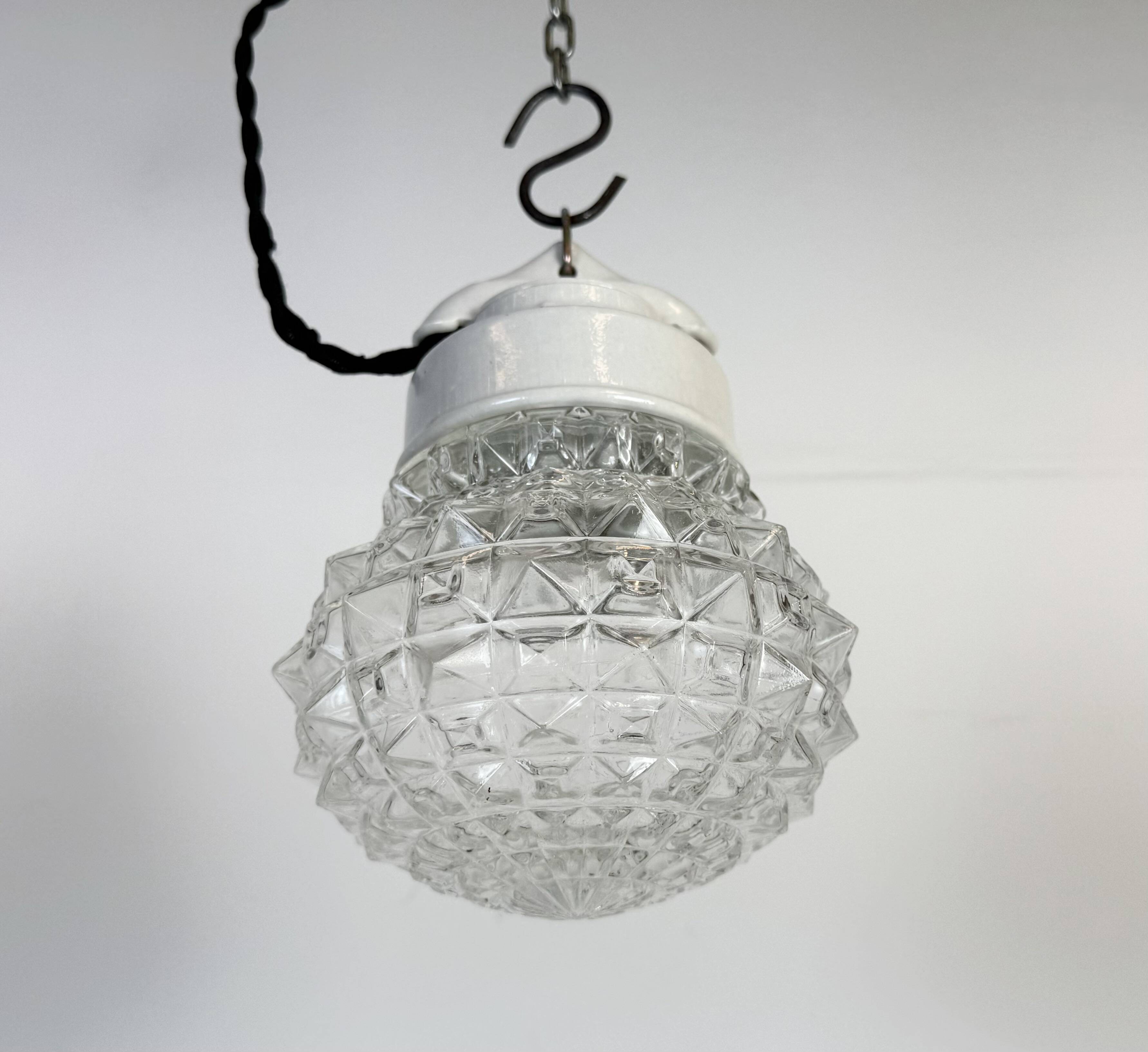 Vintage White Porcelain Pendant Light, 1970s