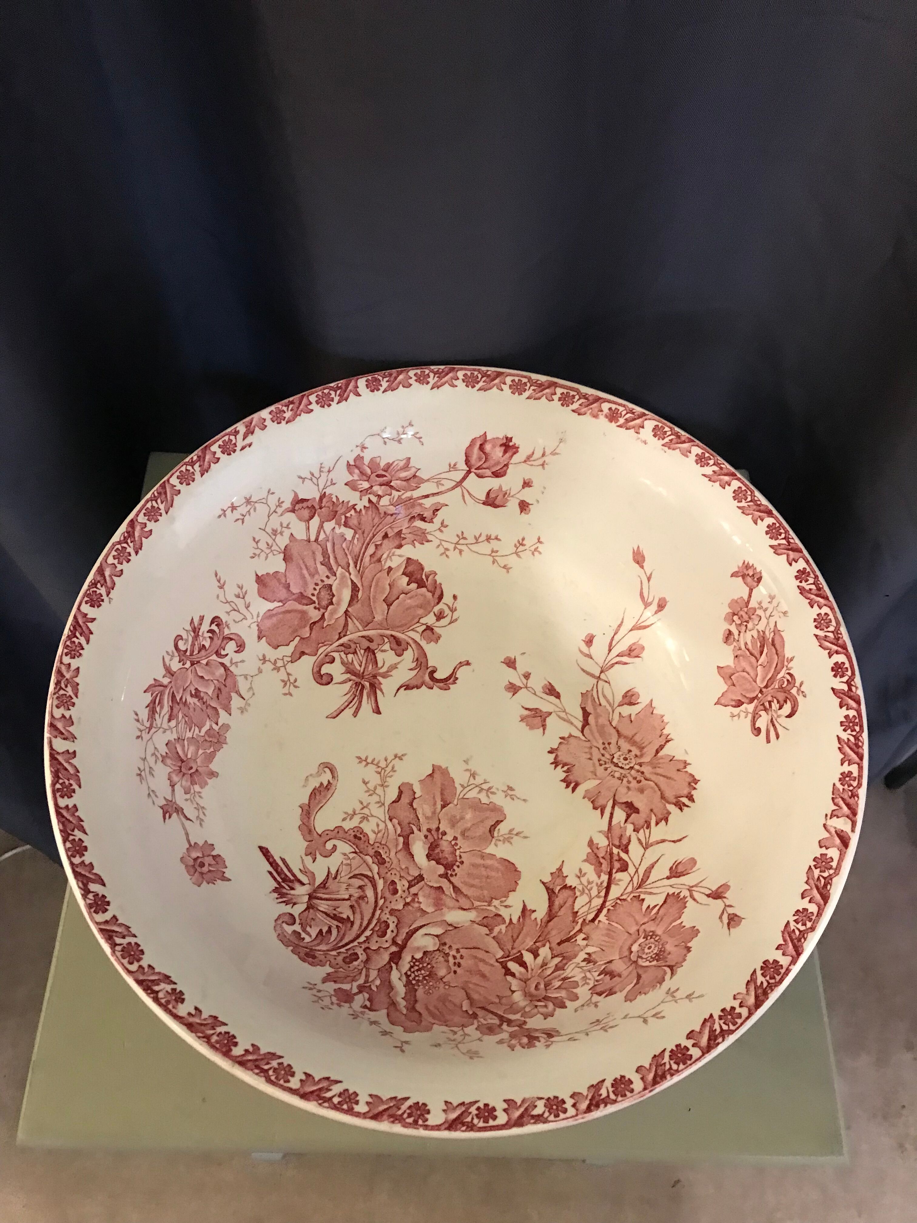 Toilet bowl old décor faience anemones